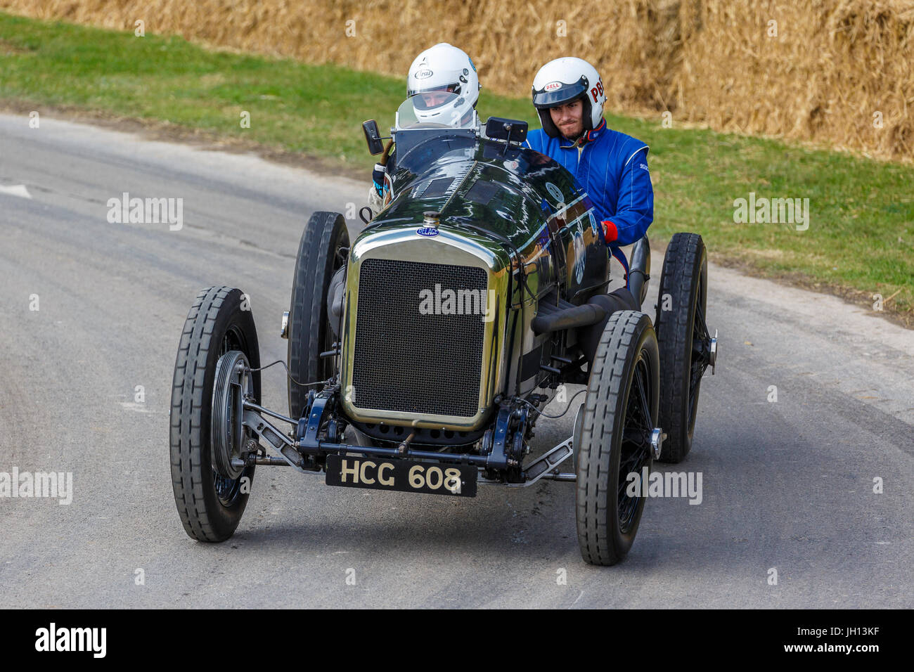 1923 Delage DH V12, Brooklands racer, with driver Edward Williams at the 2017 Goodwood Festival of Speed, Sussex, UK. Stock Photo
