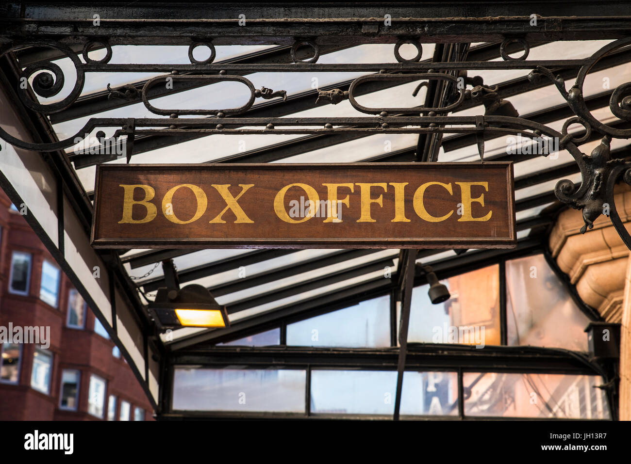 A sign at a box office. Stock Photo
