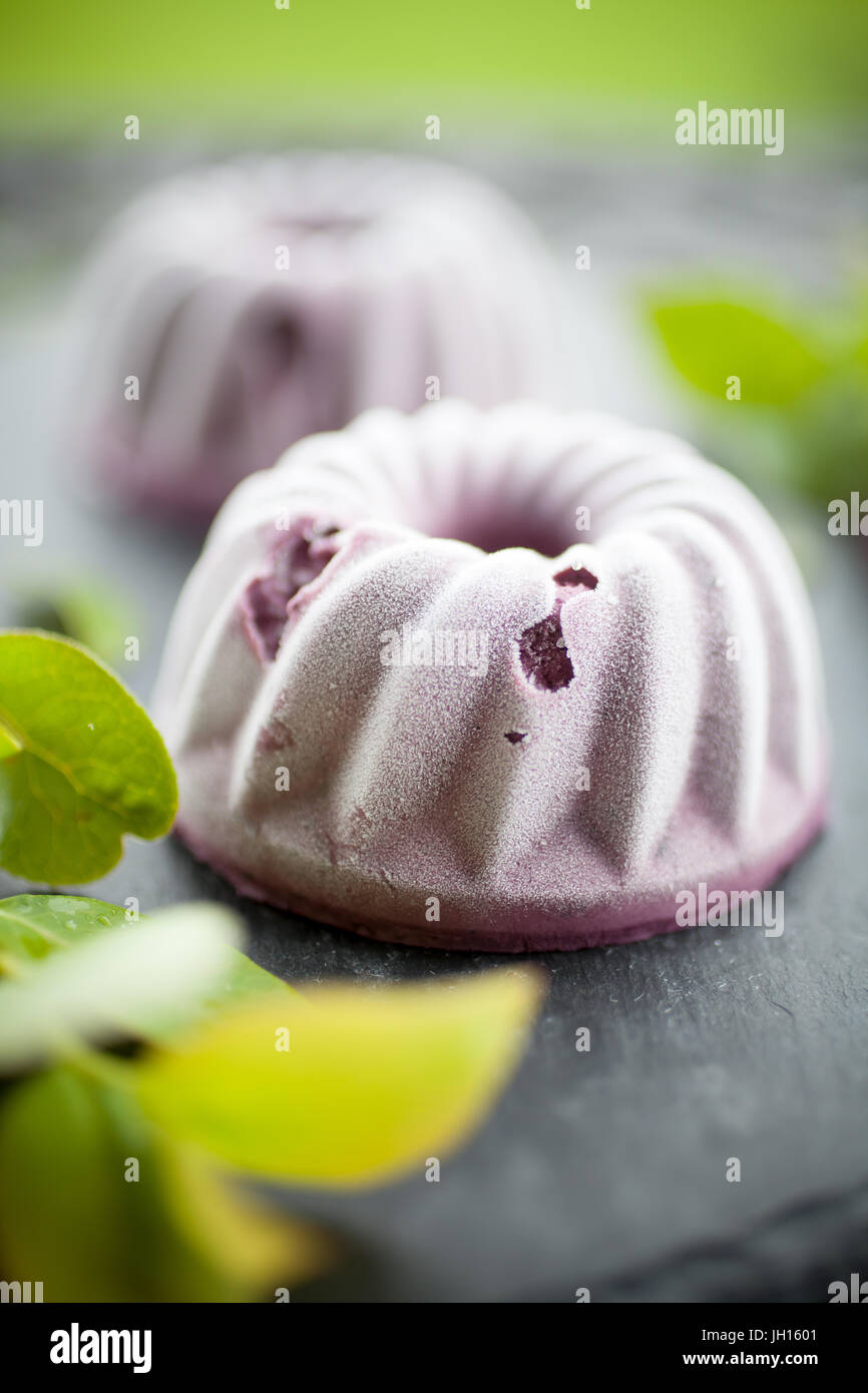 Mini blueberry ice cream cakes Stock Photo