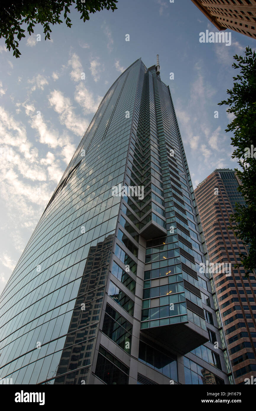 The Wislhire Grand Center is currently the tallest building in Downtown LosAngeles, CA Stock Photo