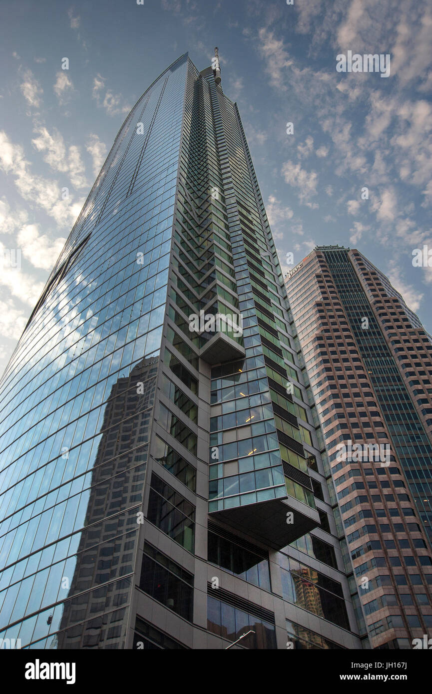 The Wislhire Grand Center is currently the tallest building in Downtown Los Angeles, CA Stock Photo