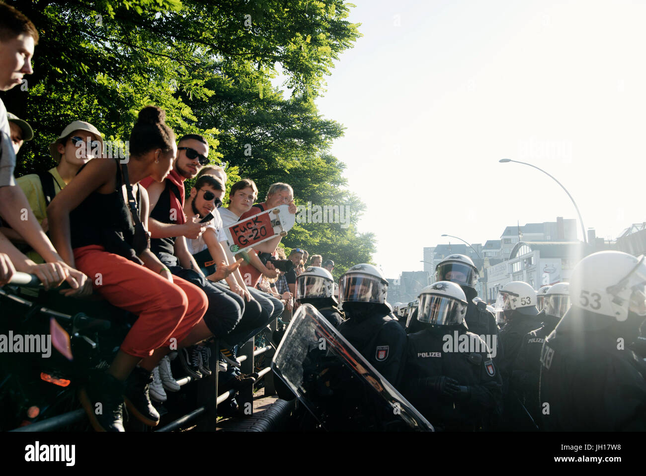 Black block, G20 Hamburg Stock Photo