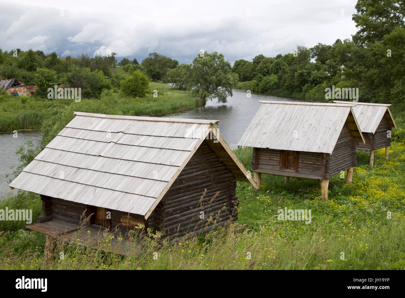 Old Russian wooden houses and structures, Russia Stock Photo - Alamy