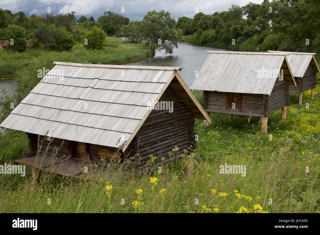 Old Russian wooden houses and structures, Russia Stock Photo - Alamy