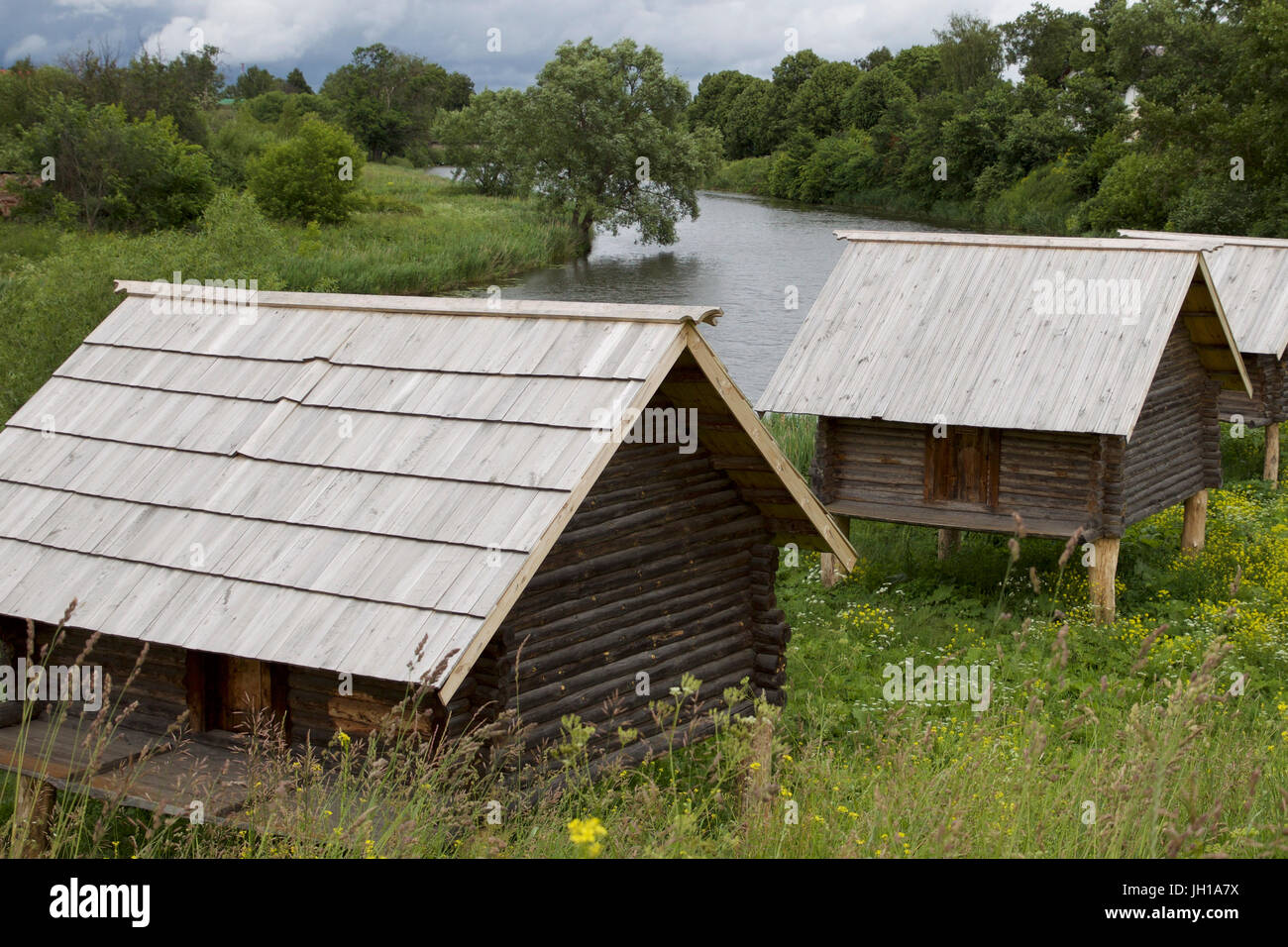 Old Russian wooden houses and structures, Russia Stock Photo - Alamy