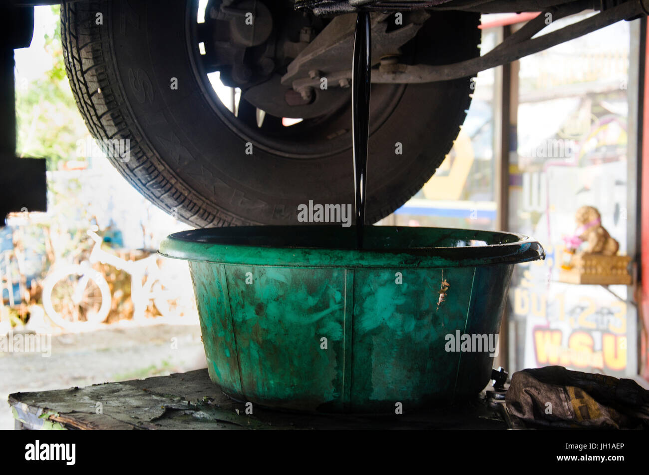 Thai mechanic professional motor repair and maintenance change oil and ...