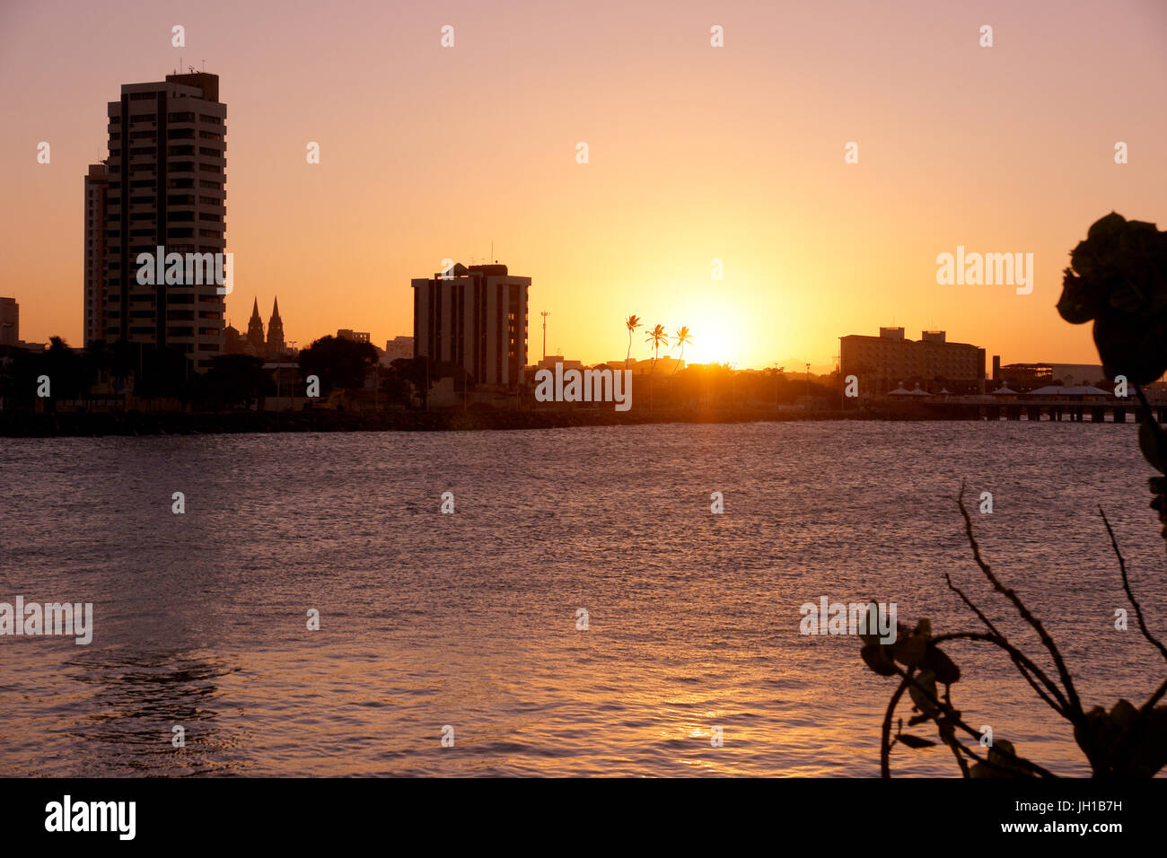 Sunset, beach, City, Fortaleza, Ceará, Brazil Stock Photo