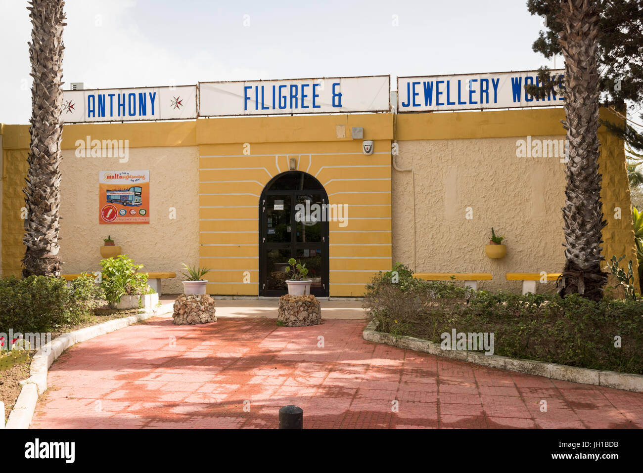 Anthony Filgree and jewellery craft shop at the artisan village and Ta' Qali Crafts Centre and artisan village Malta in old airfield nissen huts Stock Photo