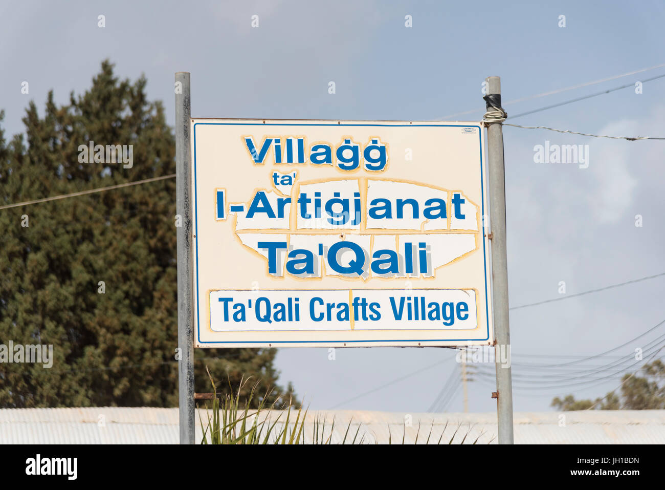The sign for Craft shops at the artisan village and Ta' Qali Crafts Centre and artisan village Malta Stock Photo