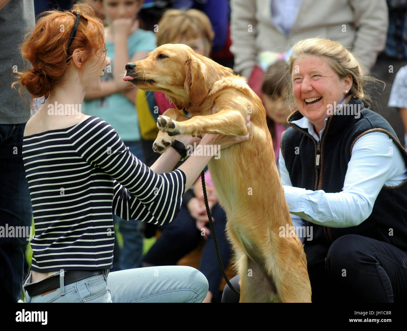 Poldark star Eleanor Tomlinson judging the dog show at the Adlestrop