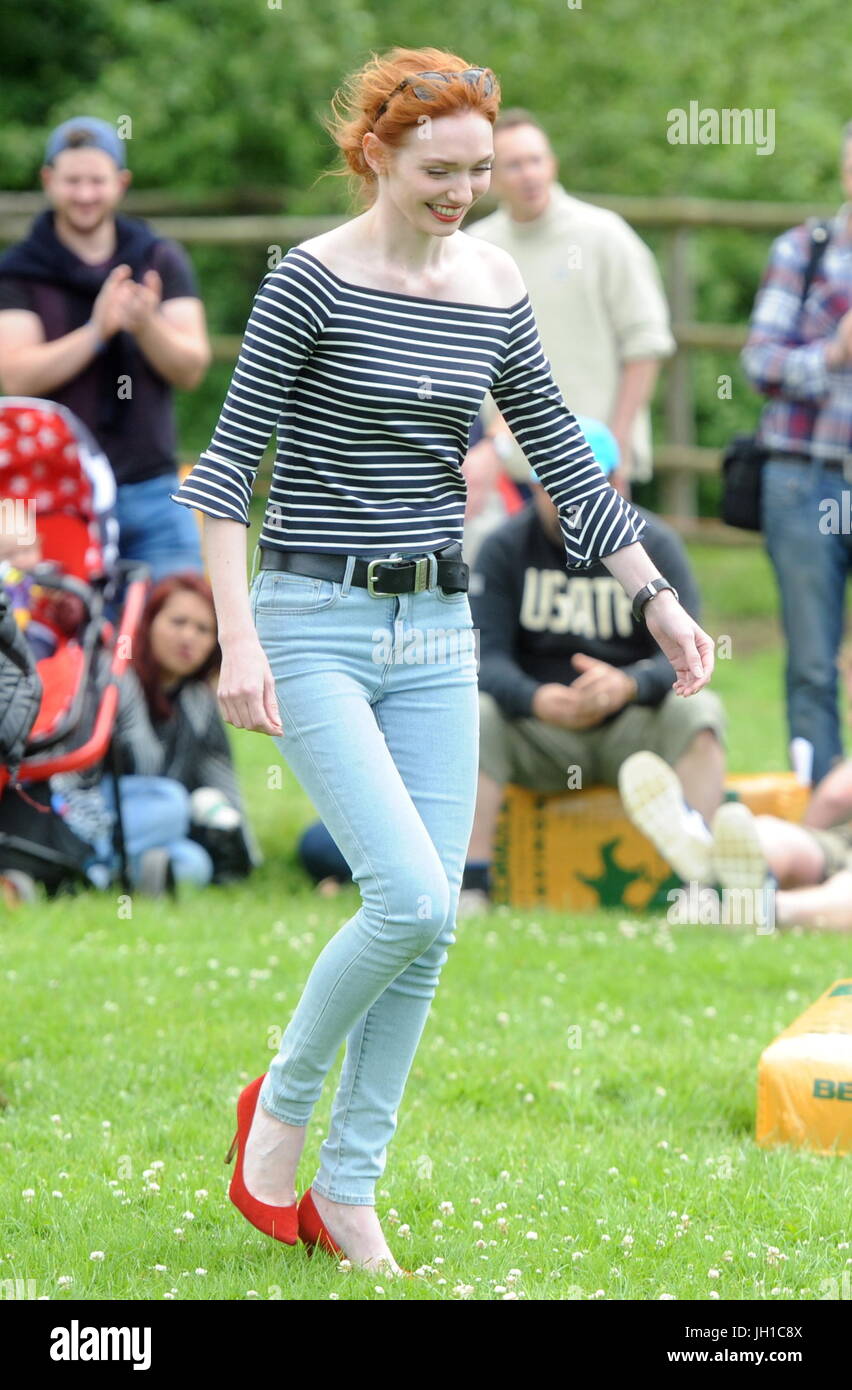 Poldark star Eleanor Tomlinson judging the dog show at the Adlestrop