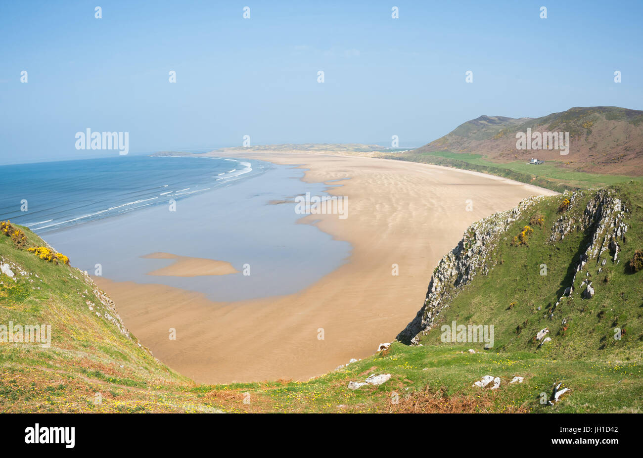 Rhossili Bay, often voted as one of the best beaches in Europe Stock Photo
