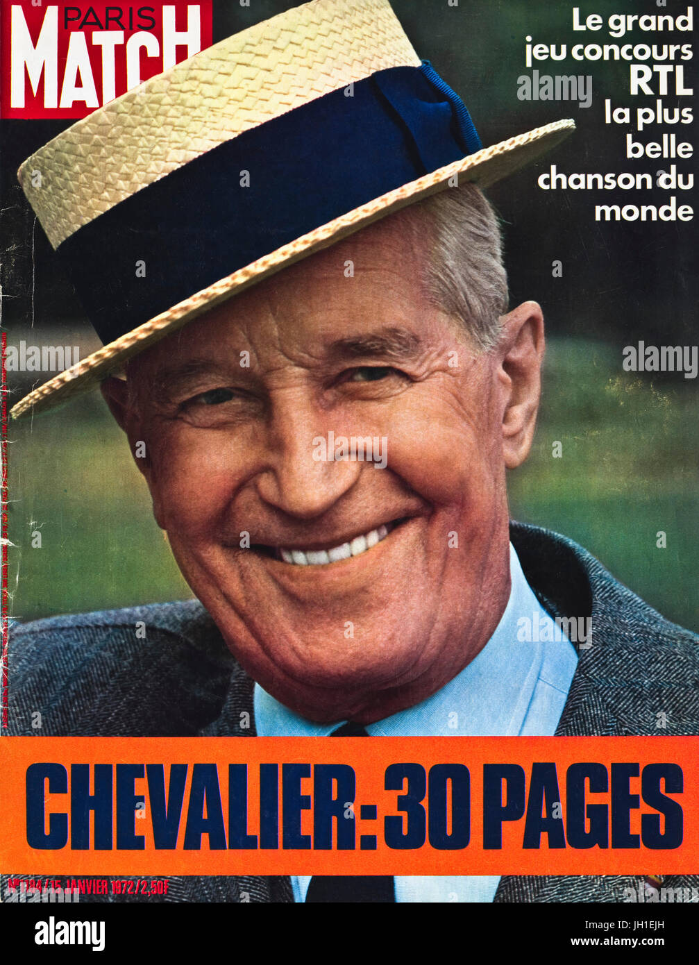 Cover of special edition 15th January 1972 of French magazine Paris Match published on death of filmstar & entertainer Maurice Chevalier Stock Photo