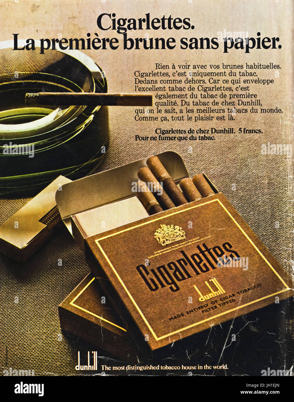 1970s advertisement advertising Dunhill Cigarlettes in old vintage French magazine circa 1972 Stock Photo