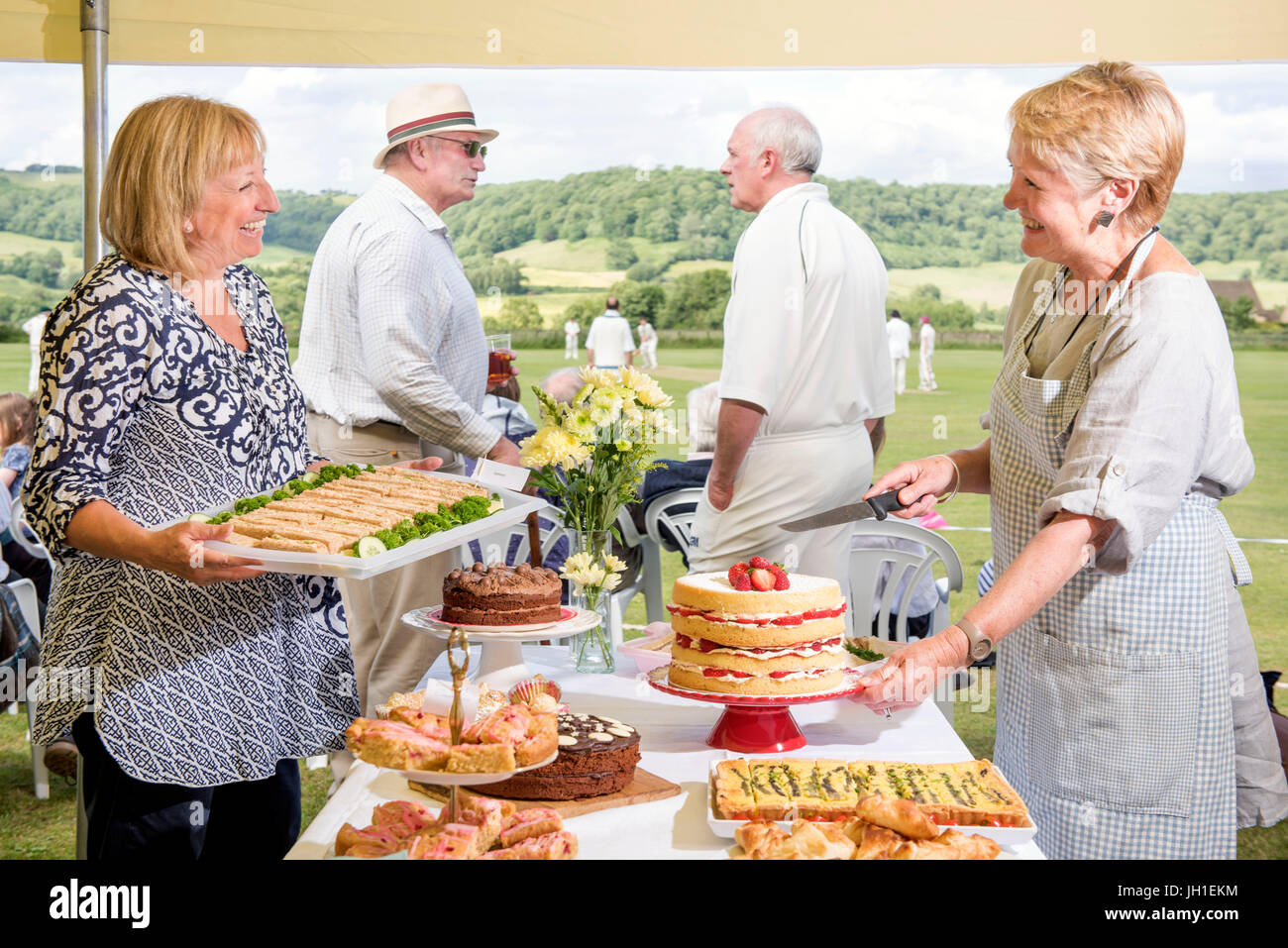 A classic cricket tea at North Nibley Cricket Club, Gloucestershire, UK Stock Photo