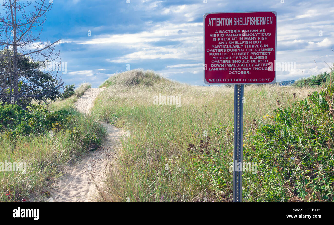Sign warning fishermen that bacteria's present in many fish & shellfish ...