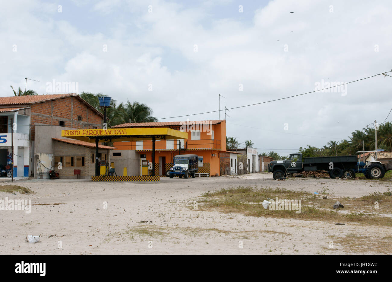 Gas station, Lençois Maranhense, City, Santo Amaro, São Luis, Maranhão, Brazil Stock Photo