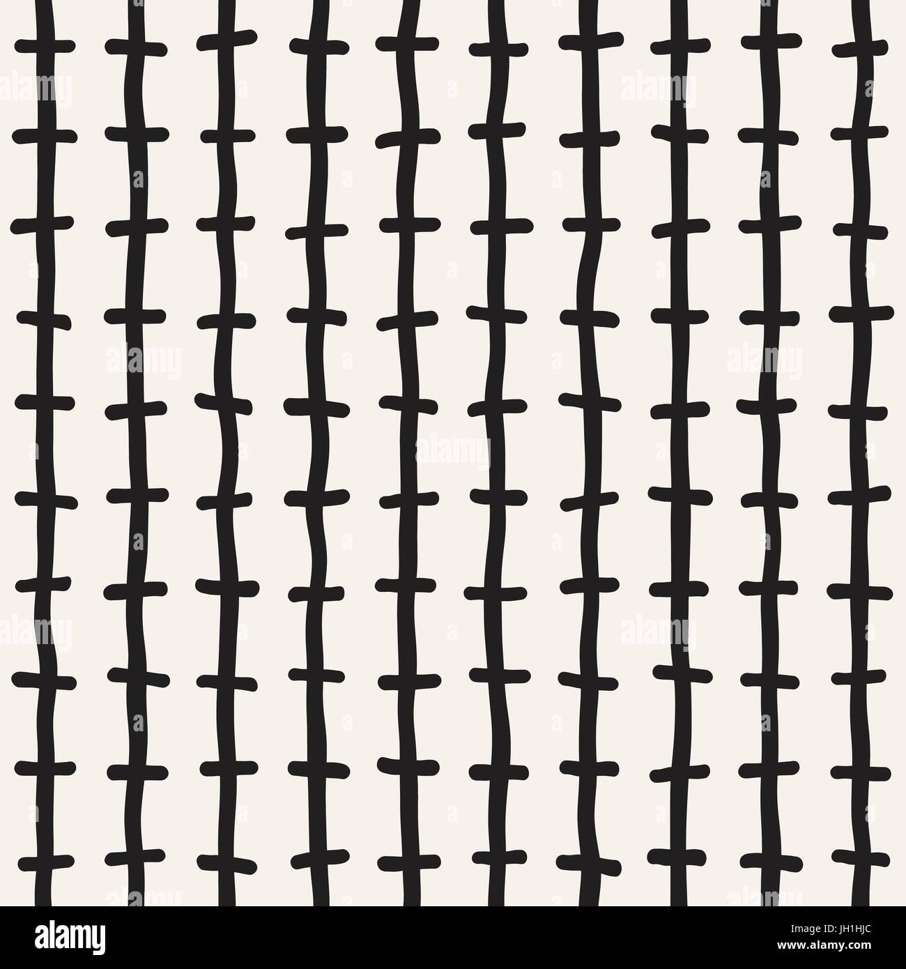 Hand drawn black and white ink abstract seamless pattern. Vector ...