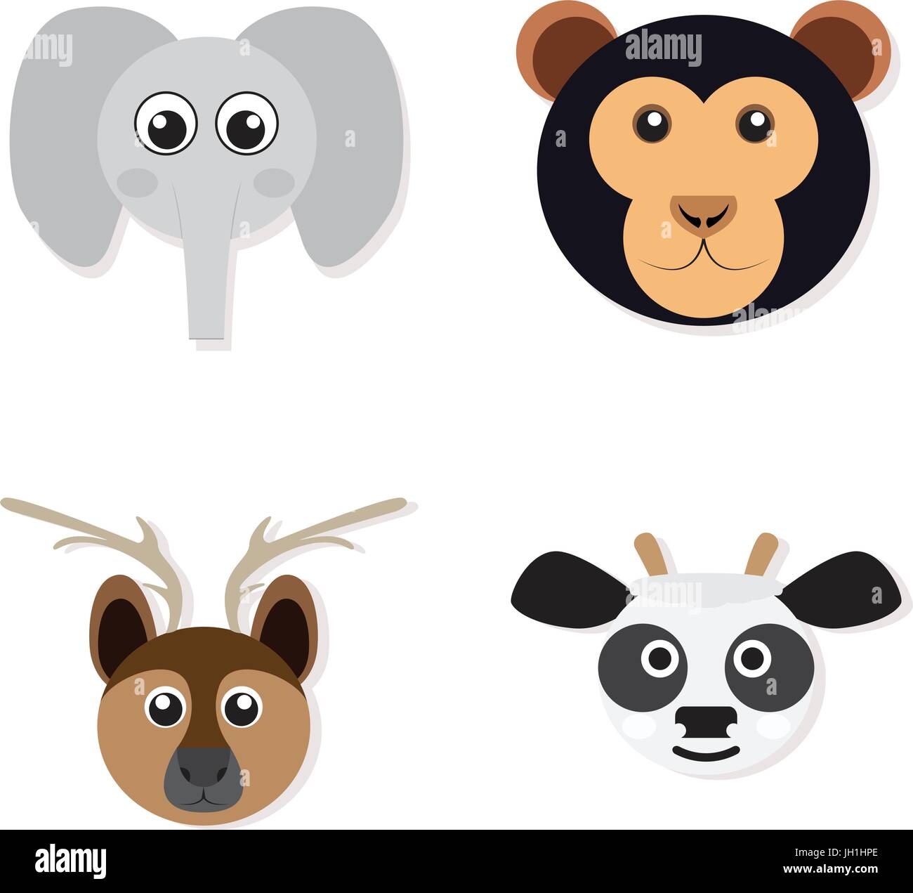 Set of animal faces Stock Vector