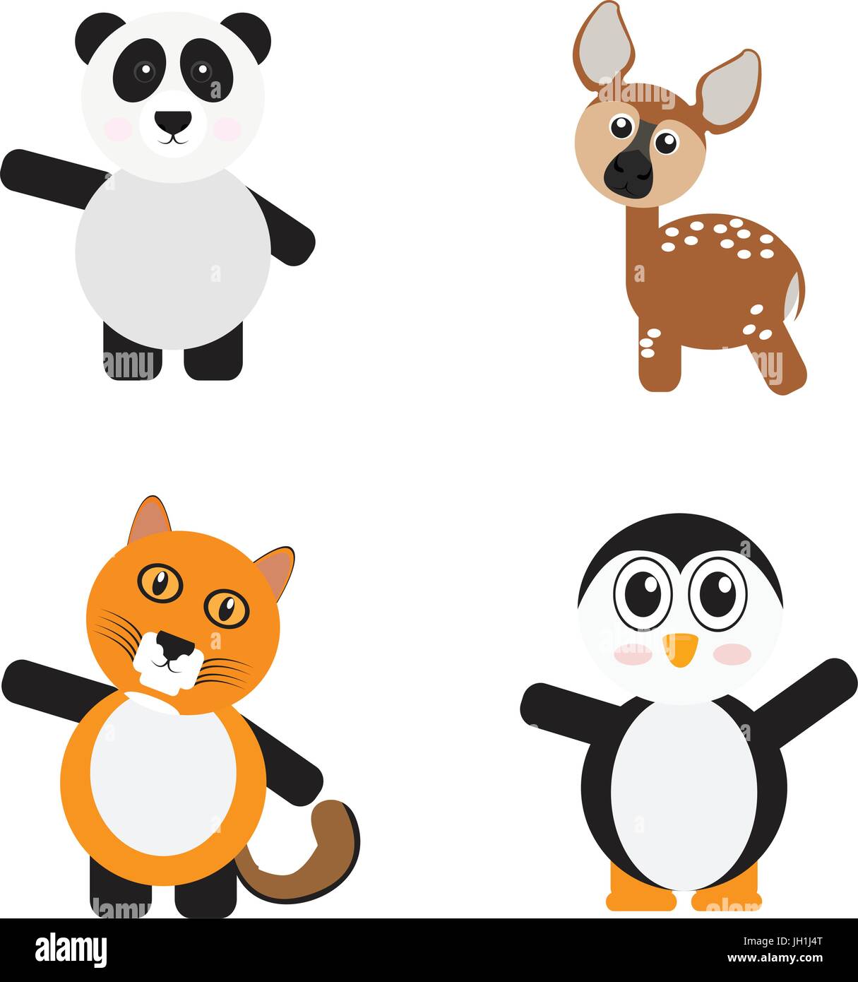 Set of cute animals Stock Vector