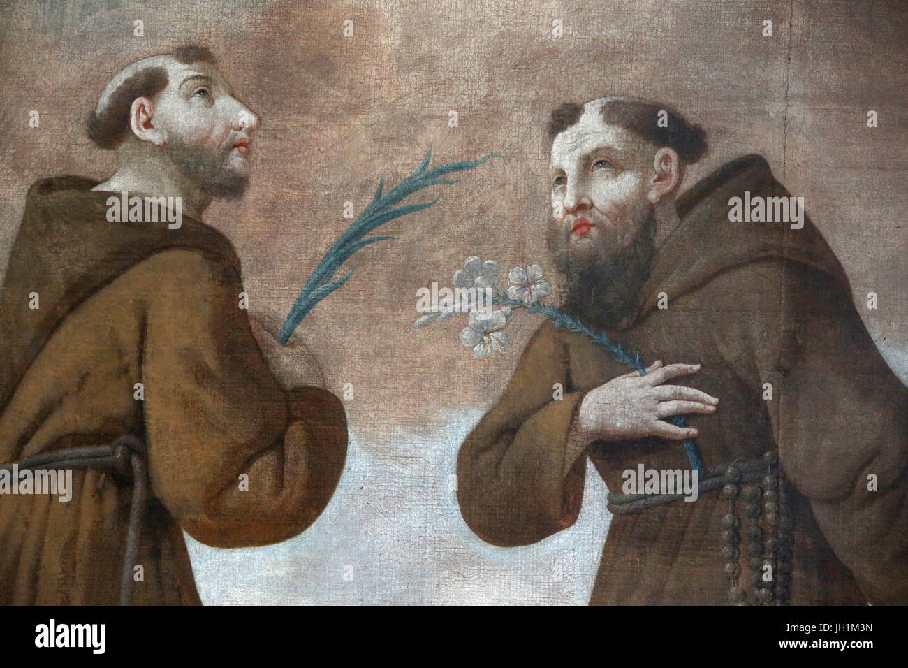 Painting depicting Capuchin friars. France. Stock Photo
