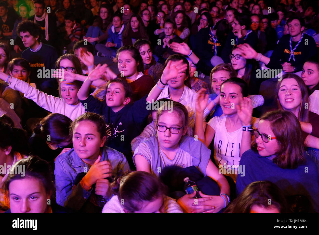 Hopeteen festival, Issy-les-Moulineaux, France. Young catholics. Stock Photo