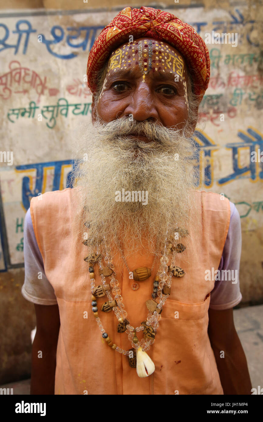 Hindu with puja mark on his forehead. India. Stock Photo