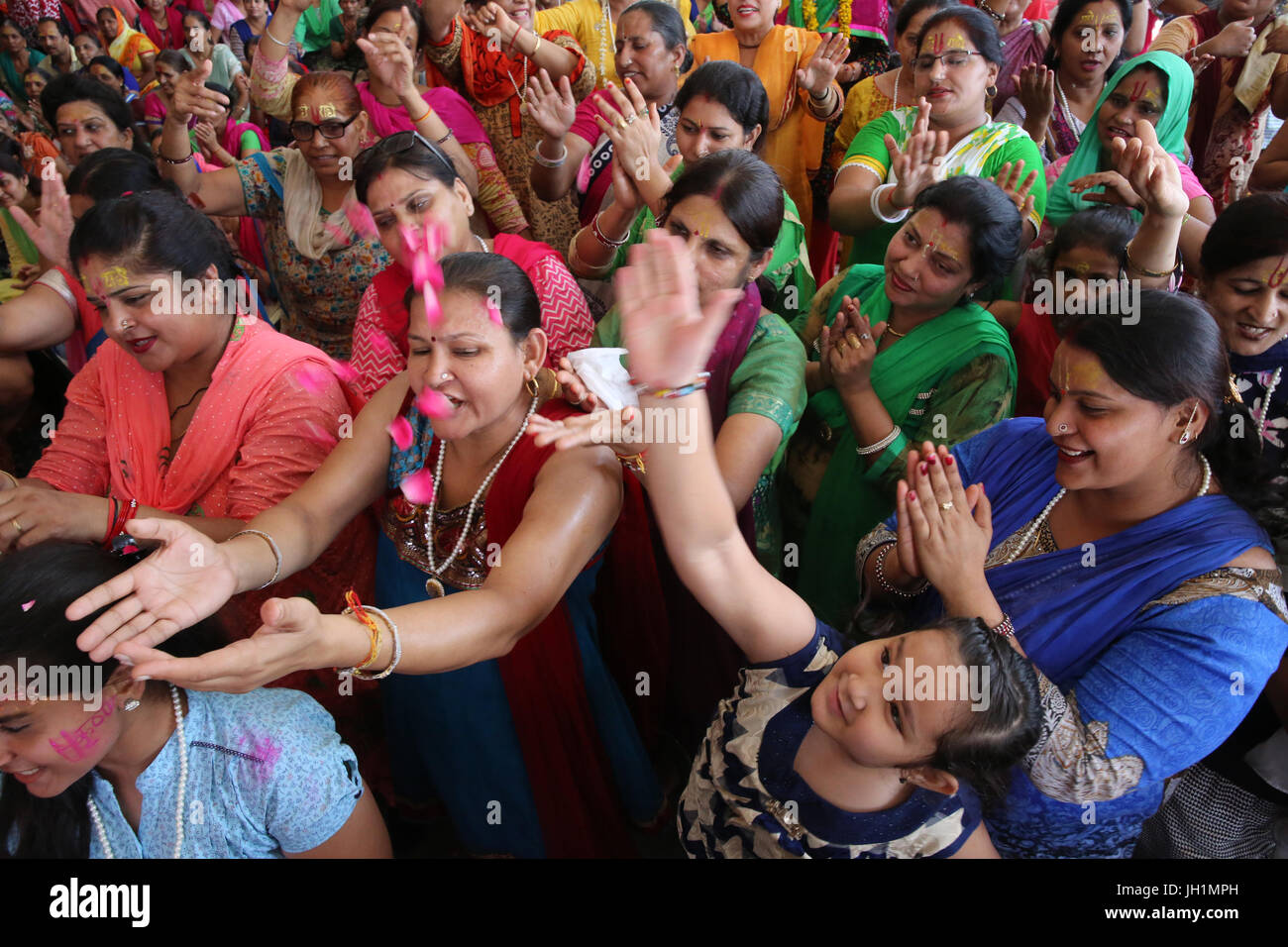 Prayers and chanting in Radha Rani temple, Barsana, Uttar Pradesh. India. Stock Photo