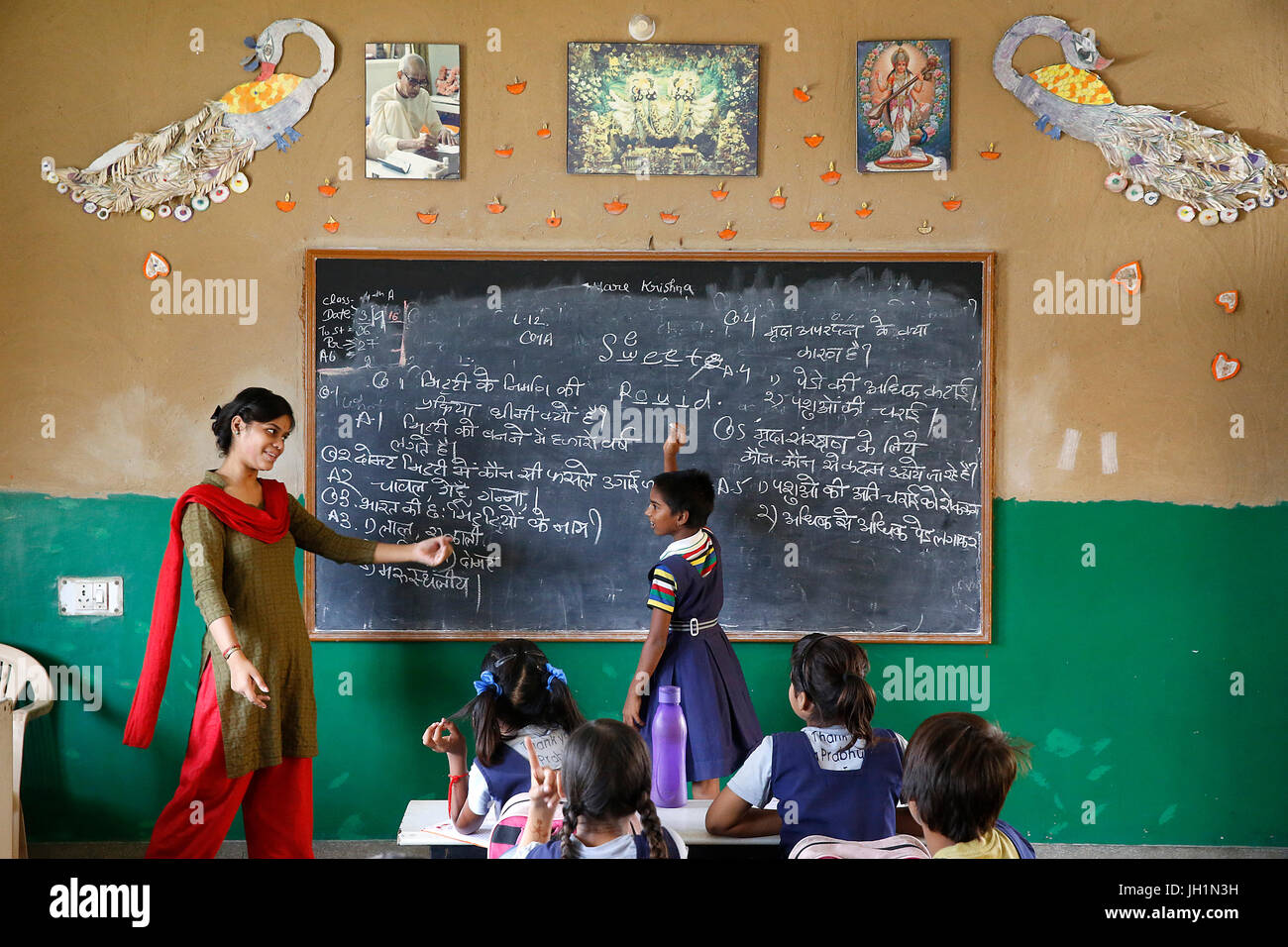 Sandipani Muni School for needy girls run by Food for Life Vrindavan. India. Stock Photo