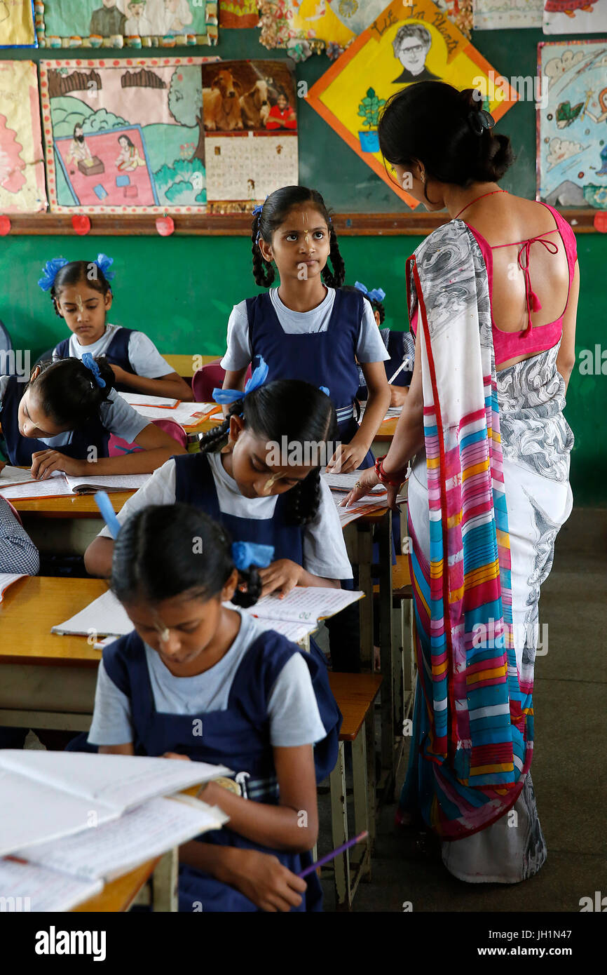 Sandipani Muni School for needy girls run by Food for Life Vrindavan. India. Stock Photo