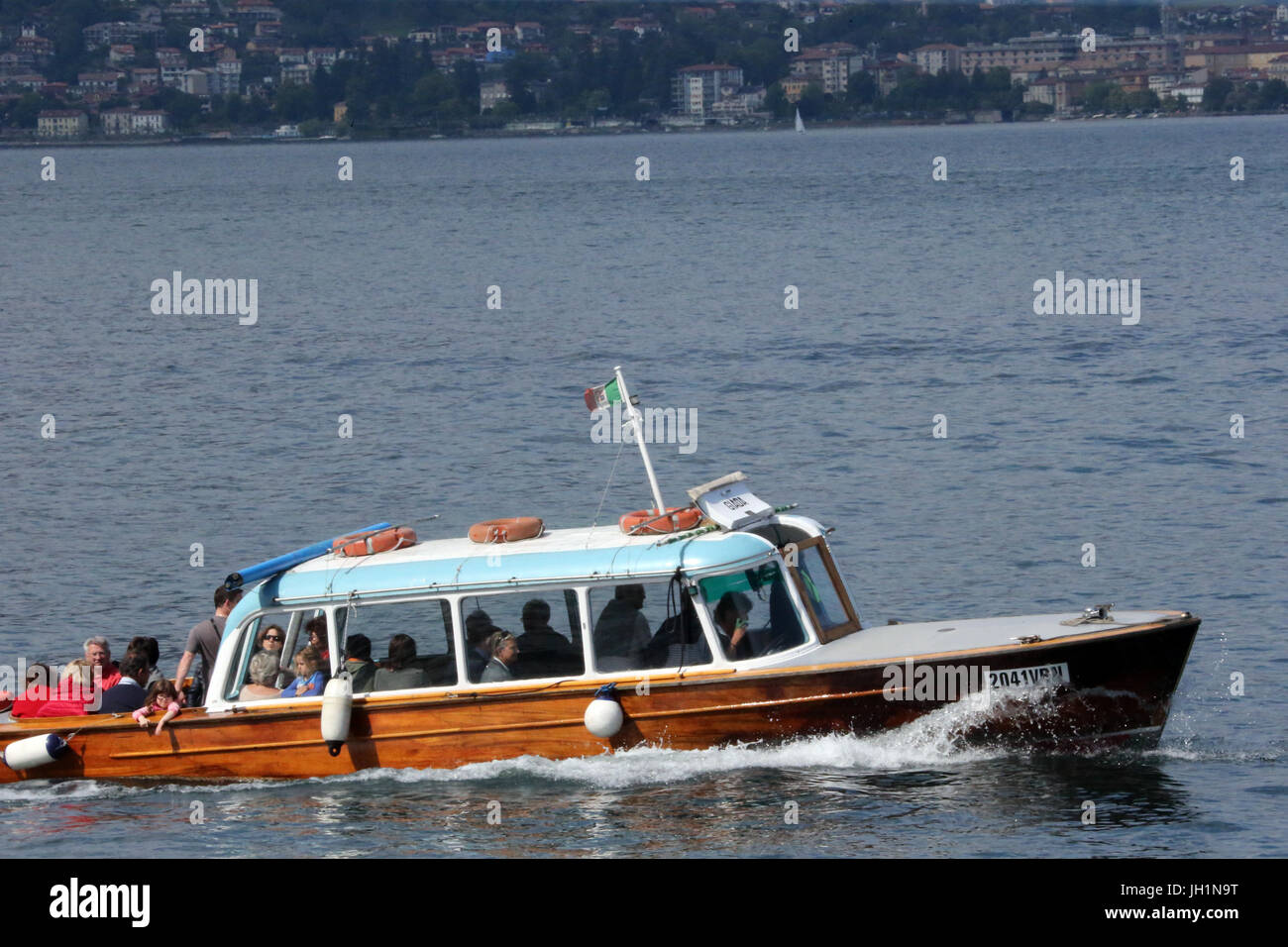 Tourist Boat On Lake Maggiore.  Italy. Stock Photo
