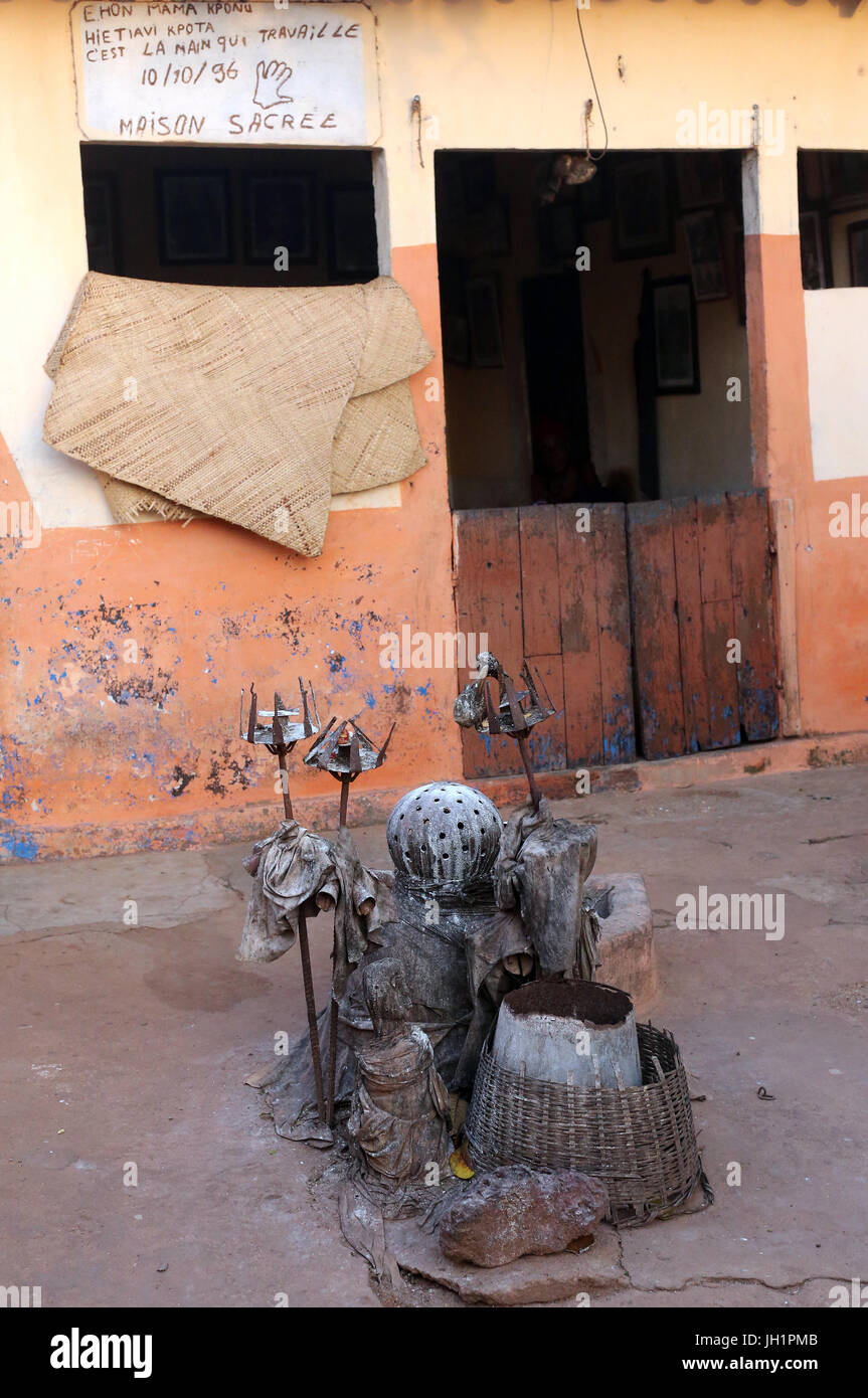 Voodoo shrine with iron fetishes. Togoville, Lome. Stock Photo