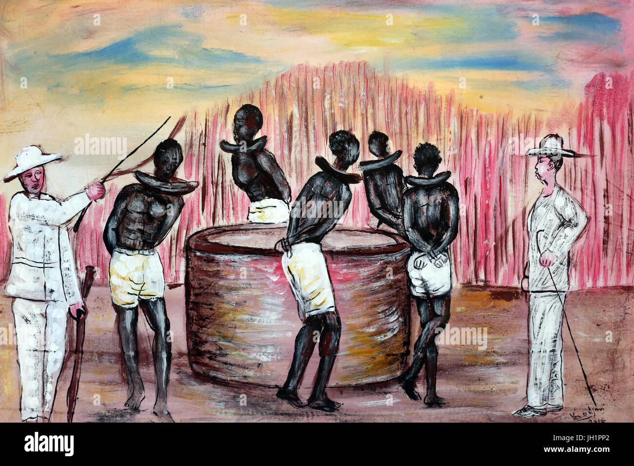 Agbodrafo. La Maison des Esclaves (House of Slaves). Painting.    Togo. Stock Photo