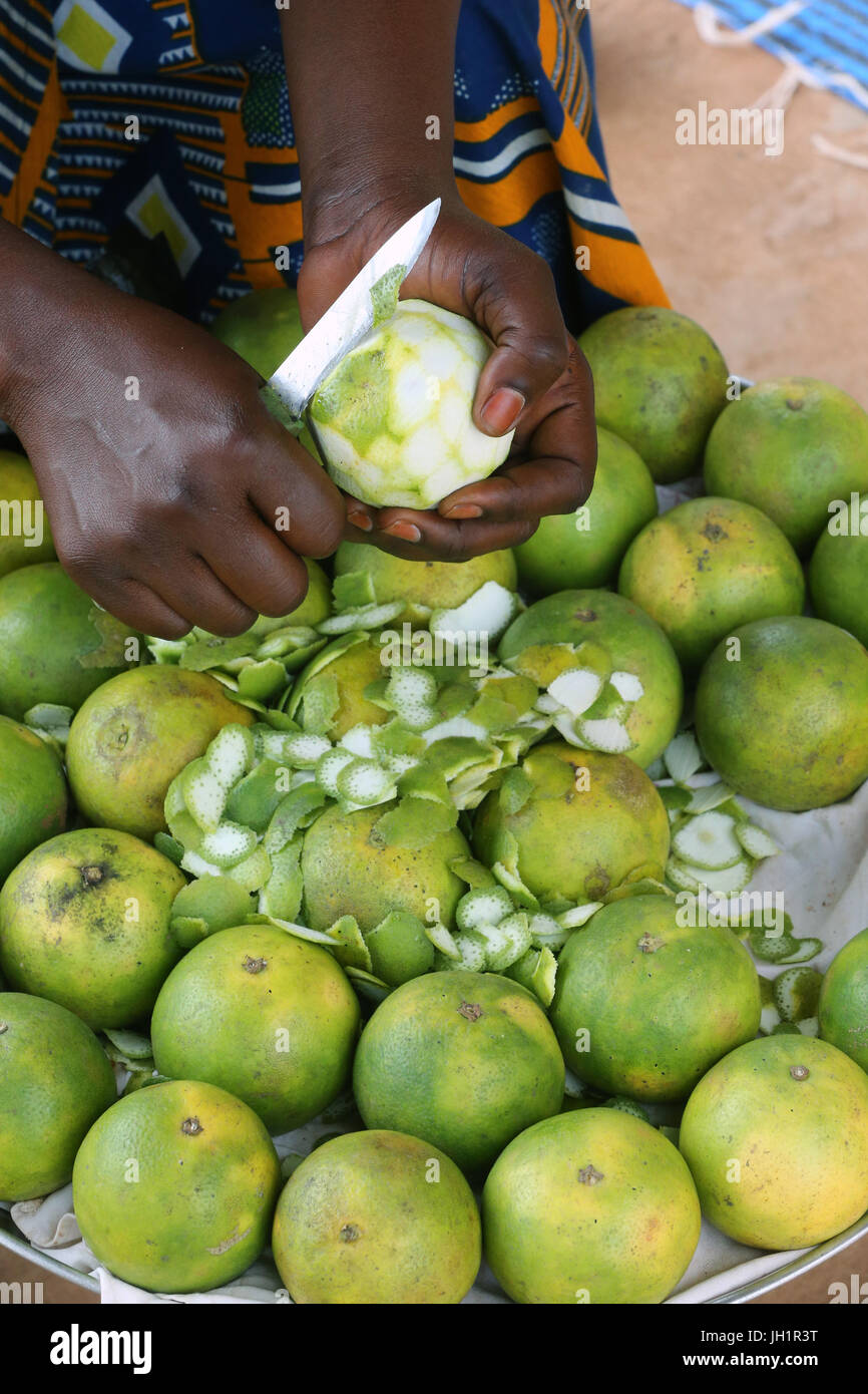 African fruits market. Oranges. Togo. Stock Photo