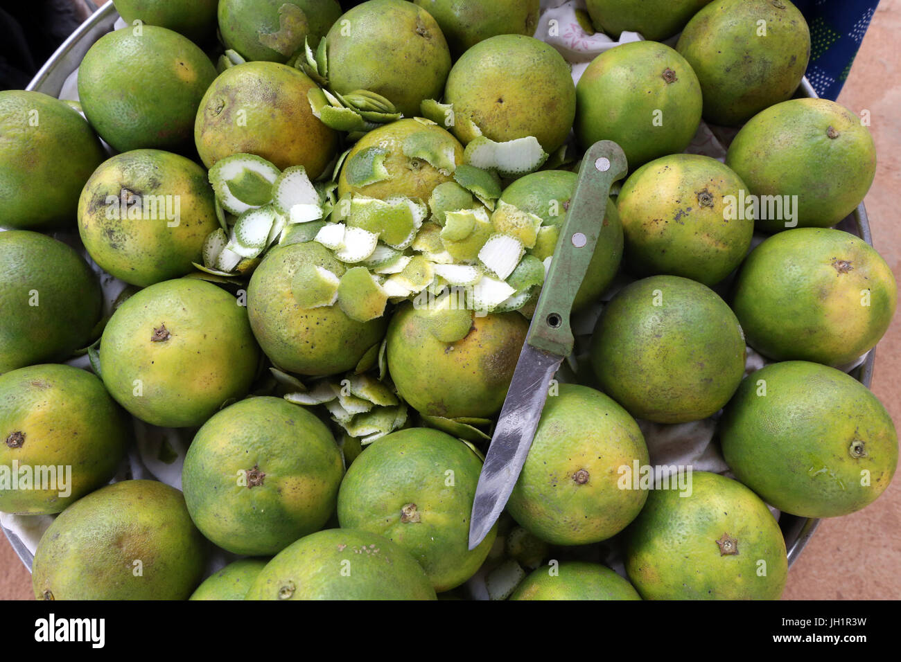 African fruits market. Oranges. Togo. Stock Photo