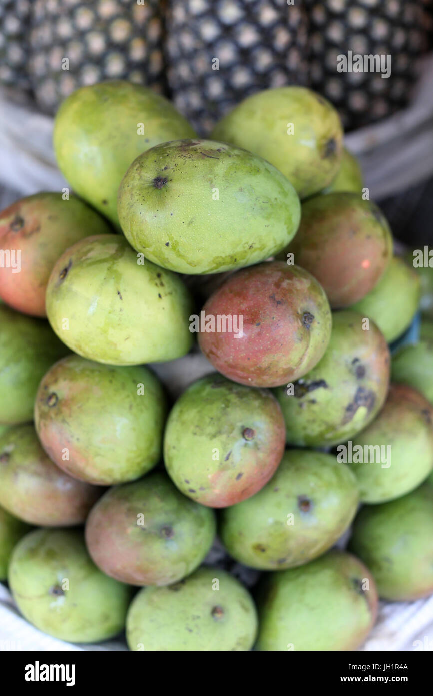 African fruits market. Mangoes. Lome. Togo. Stock Photo