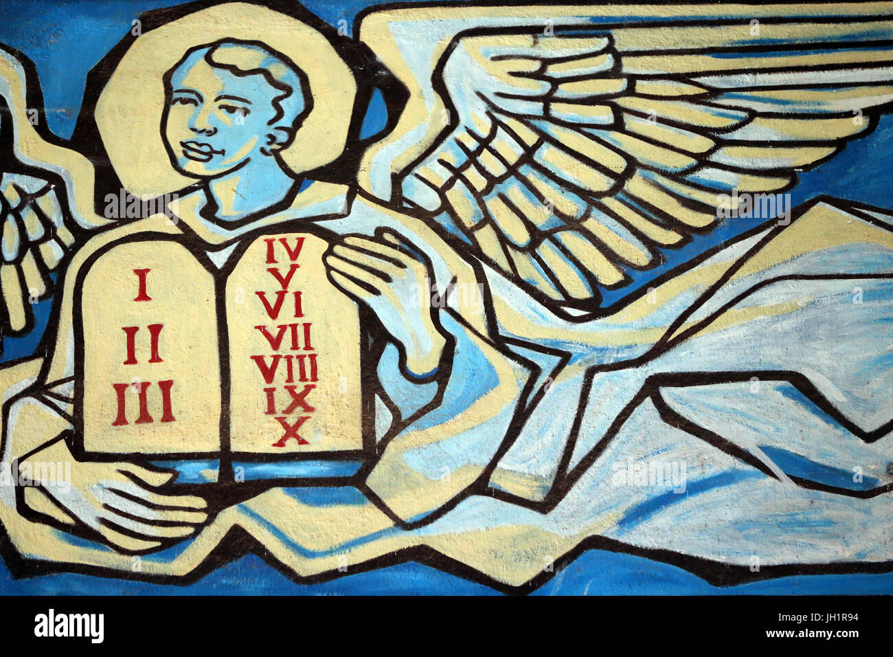 Marian sanctuary our Lady of the lake Togo. Angel with the Tables of the Law. Togo. Stock Photo