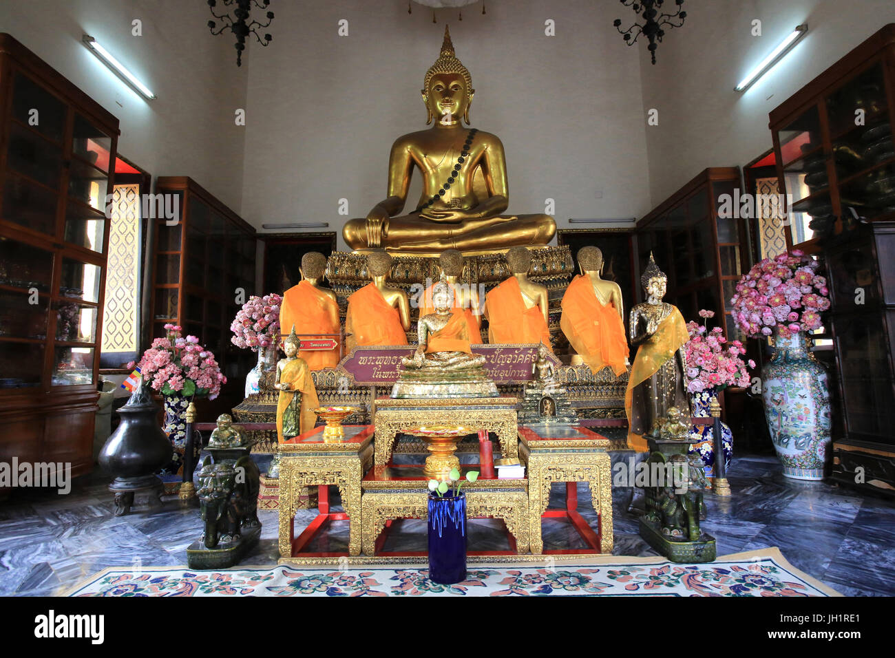 Buddha gave his first sermon to five disciples in Benares. The South Vihara. Wat Pho - Wat Phra Chettuphon.  1788. Bangkok.  Thailand. Stock Photo