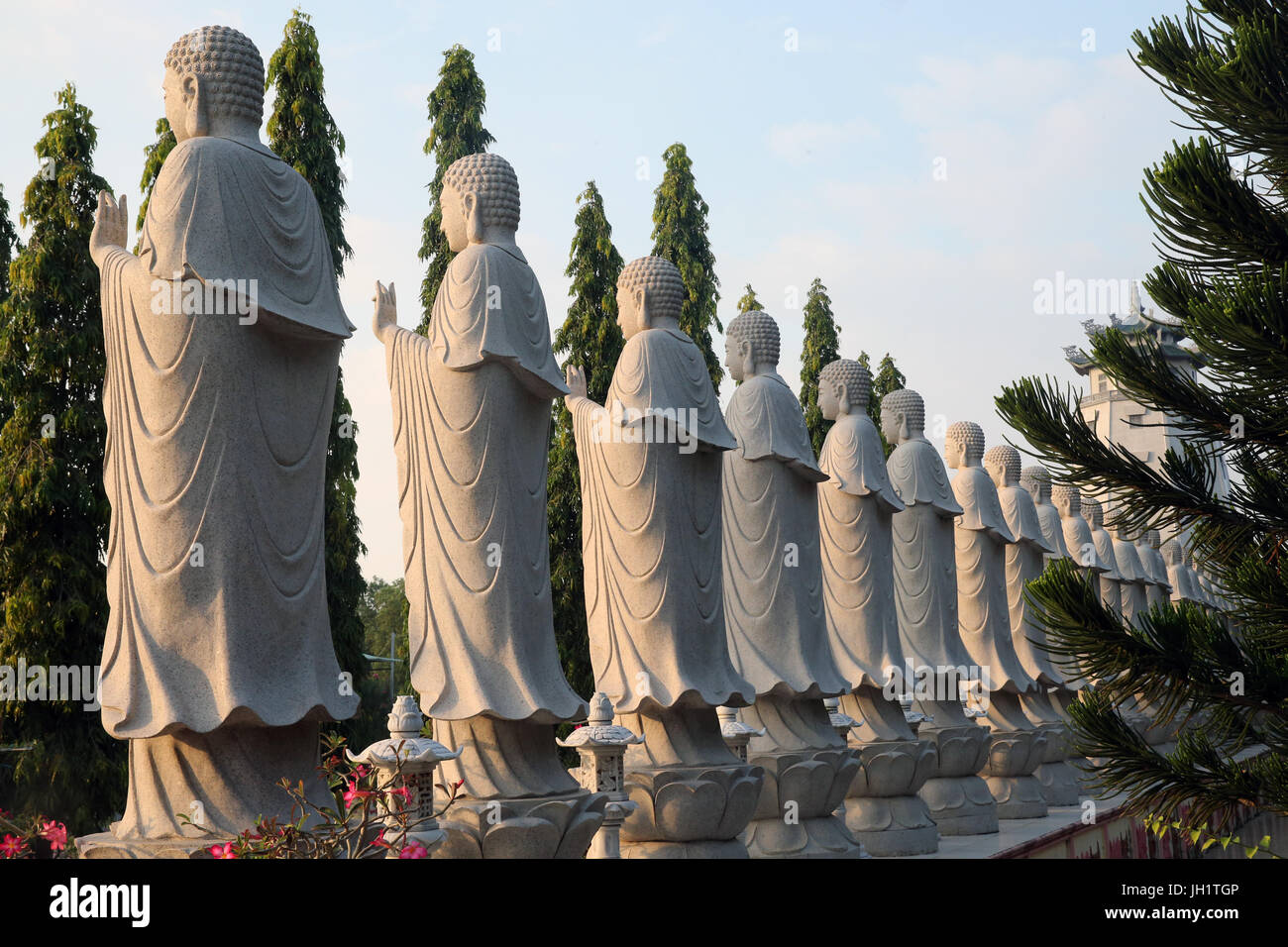 Dai Tong Lam Tu Buddhist Temple.  Buddha Amitabha statues. Ba Ria. Vietnam. Stock Photo