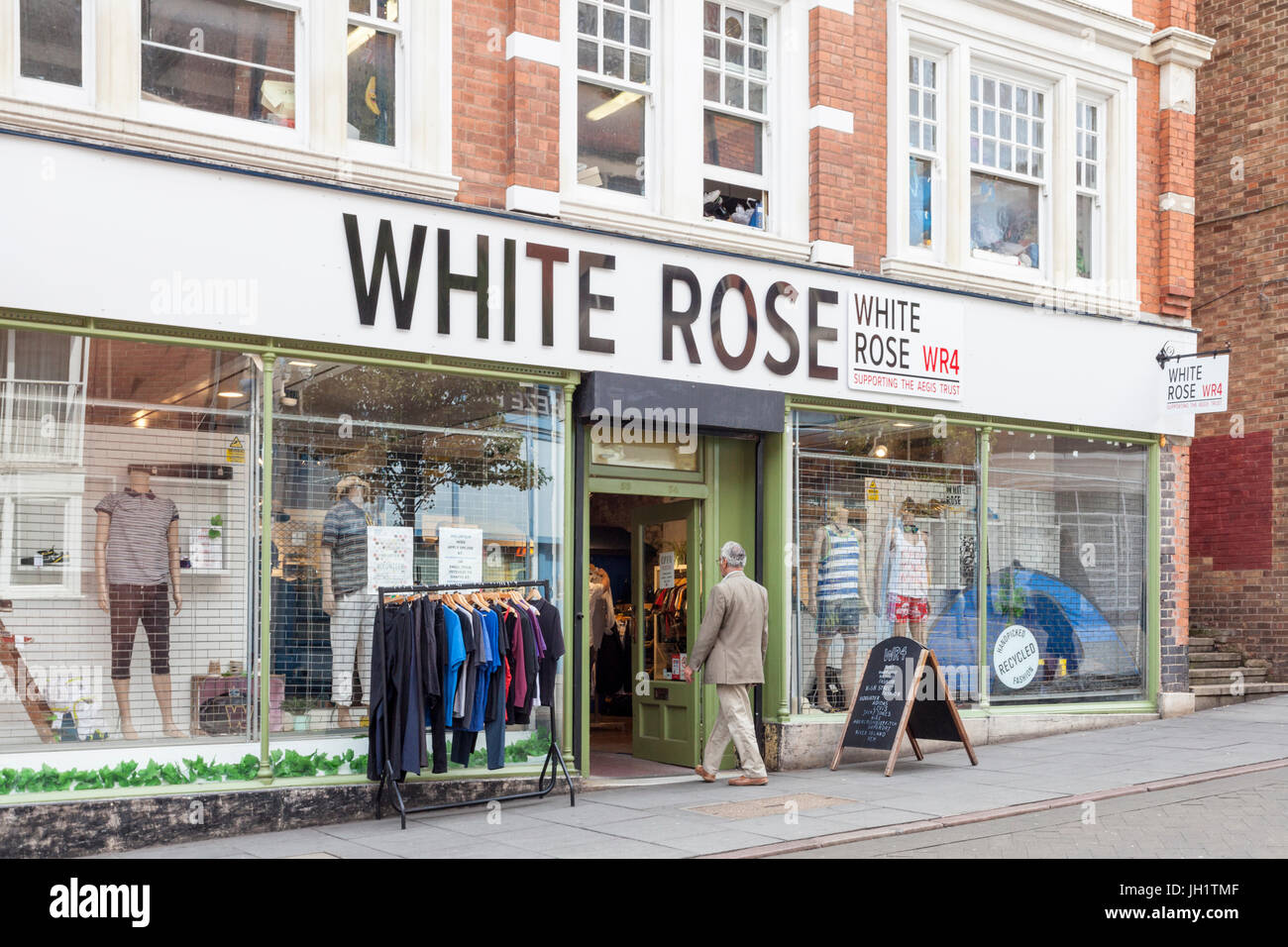 White Rose charity shop supporting the Aegis Trust, Nottingham, England, UK Stock Photo