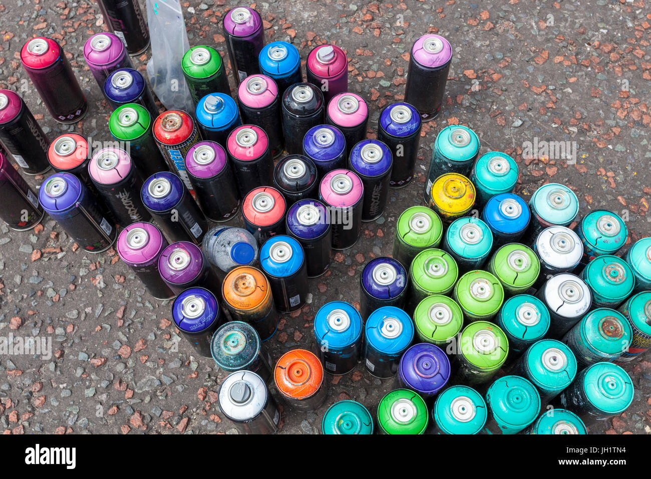 Hardcore aerosol spray paint cans, England, UK Stock Photo