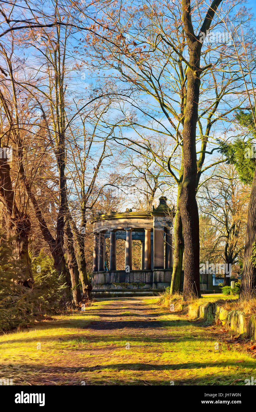 idyllic place with memorial in a park Stock Photo - Alamy