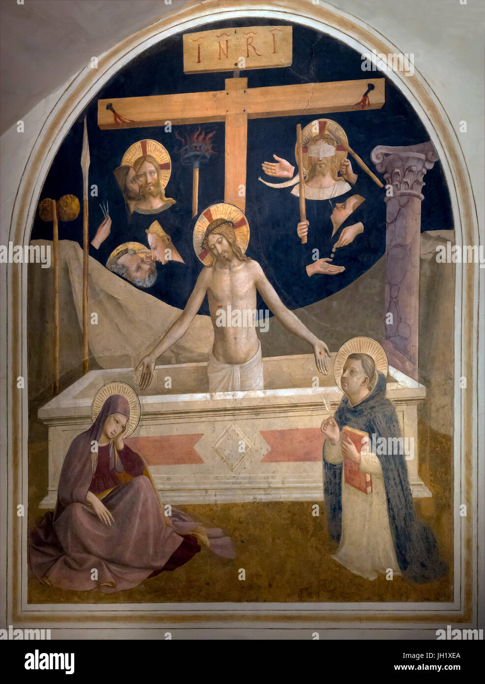 Christ coming out of the tomb, Cell 26, by  Fra Beato Angelico, 1440-1442, Convent of San Marco, Florence, Tuscany, Italy, Europe Stock Photo