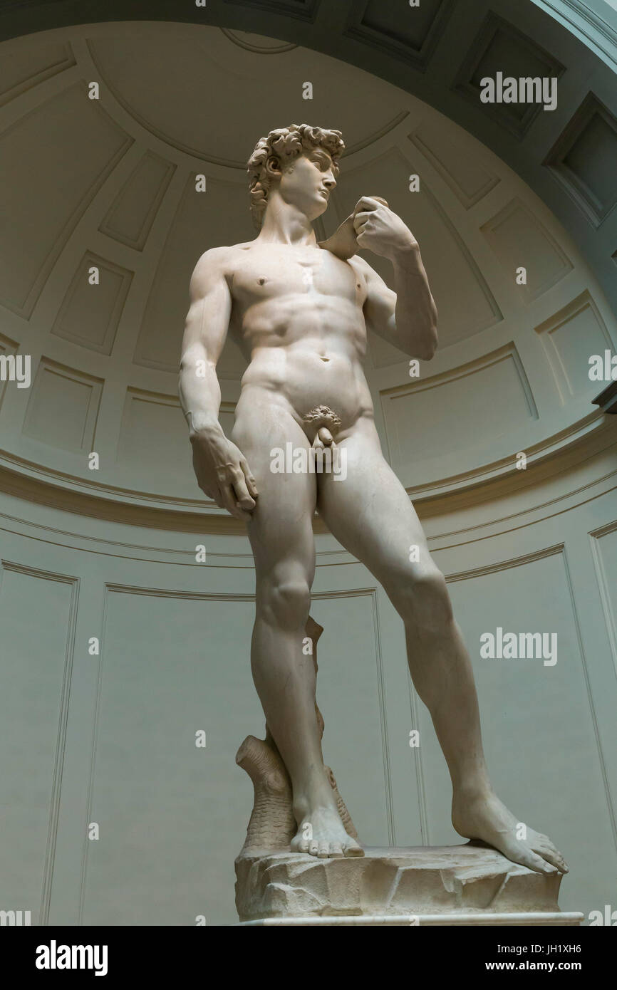 Marble Sculpture of David, by Michelangelo,   1501-1504, Accademia Gallery, Florence, Tuscany, Italy, Europe Stock Photo