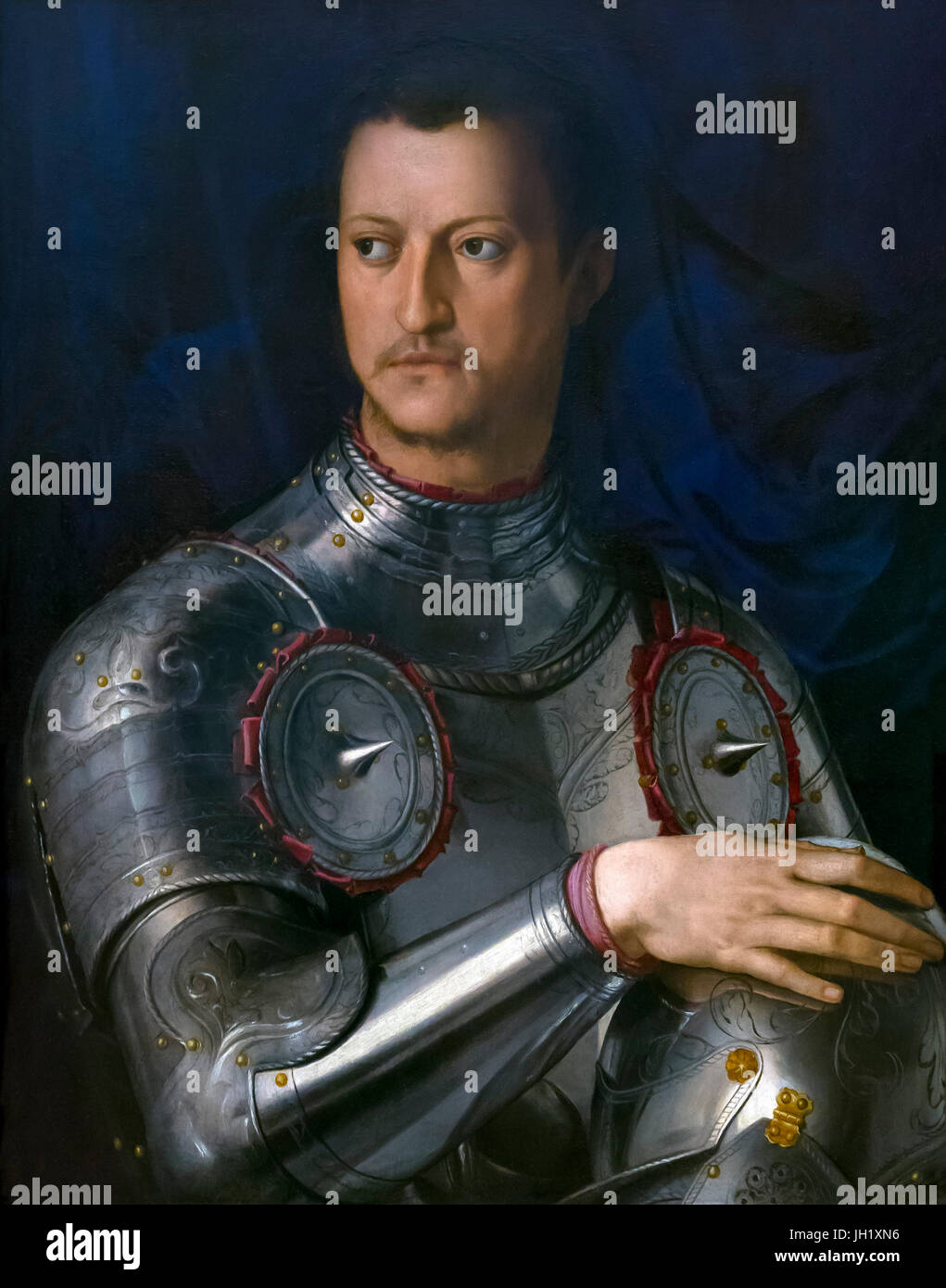 Portrait of Cosimo I in Armour, by Agnolo Bronzino, circa 1545,Uffizi Gallery, Florence, Tuscany, Italy, Europe Stock Photo