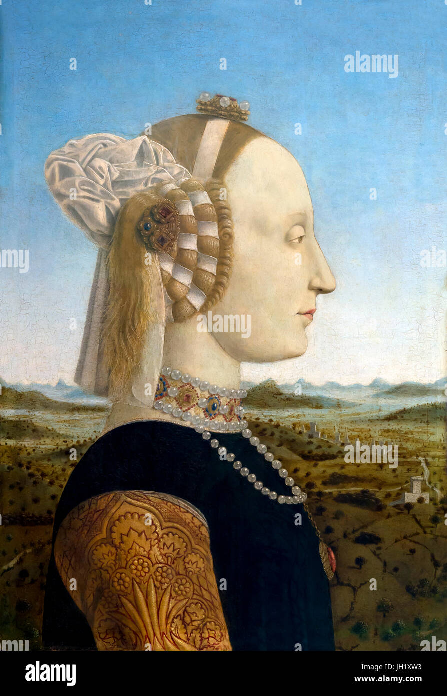 Portrait of Duchess of Urbino, by Piero della Francesca, circa 1475, Uffizi Gallery, Florence, Tuscany, Italy, Europe Stock Photo