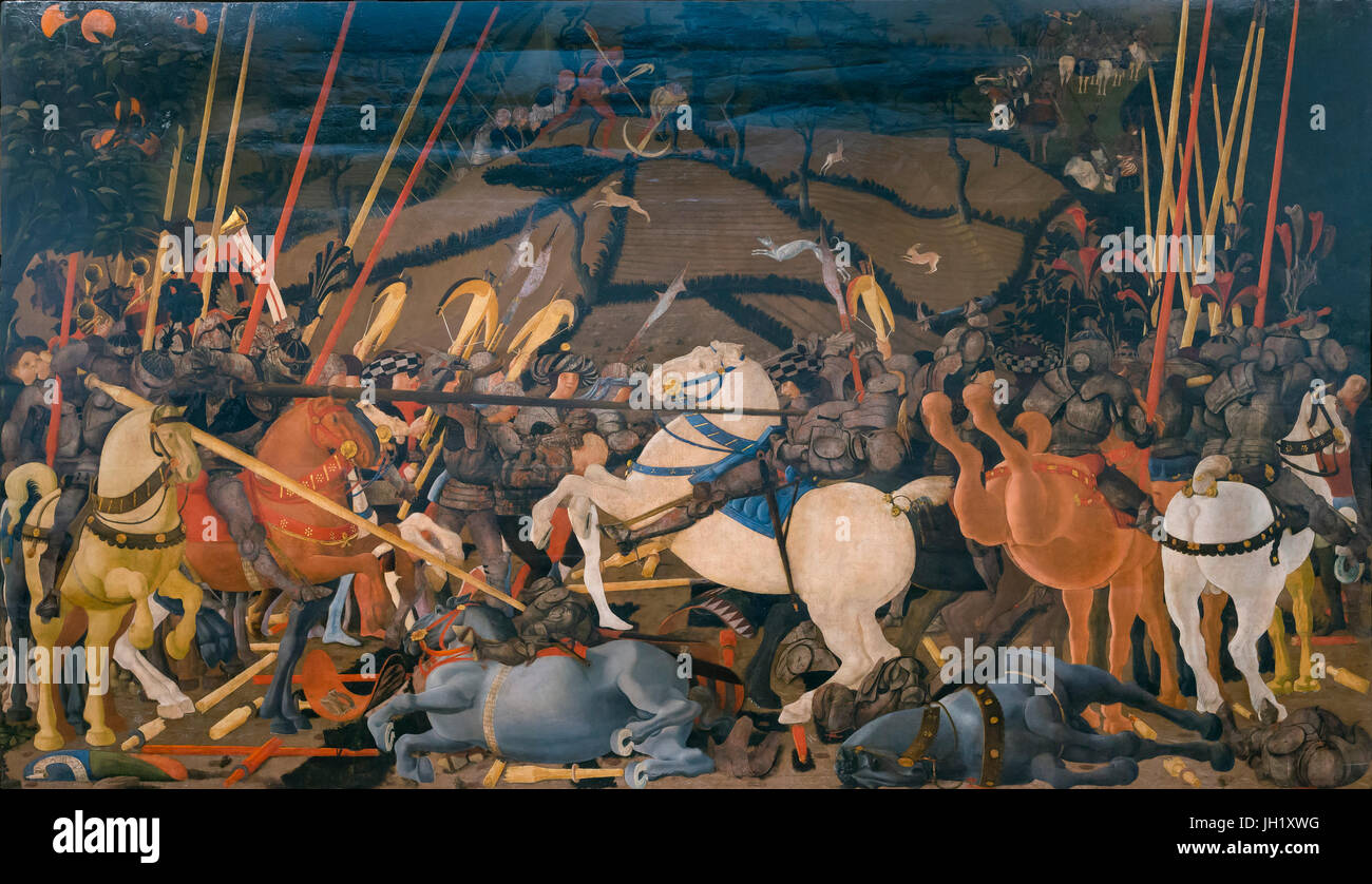 Battle of San Romano, by Paolo Uccello, circa 1440, Uffizi Gallery, Florence, Tuscany, Italy, Europe Stock Photo