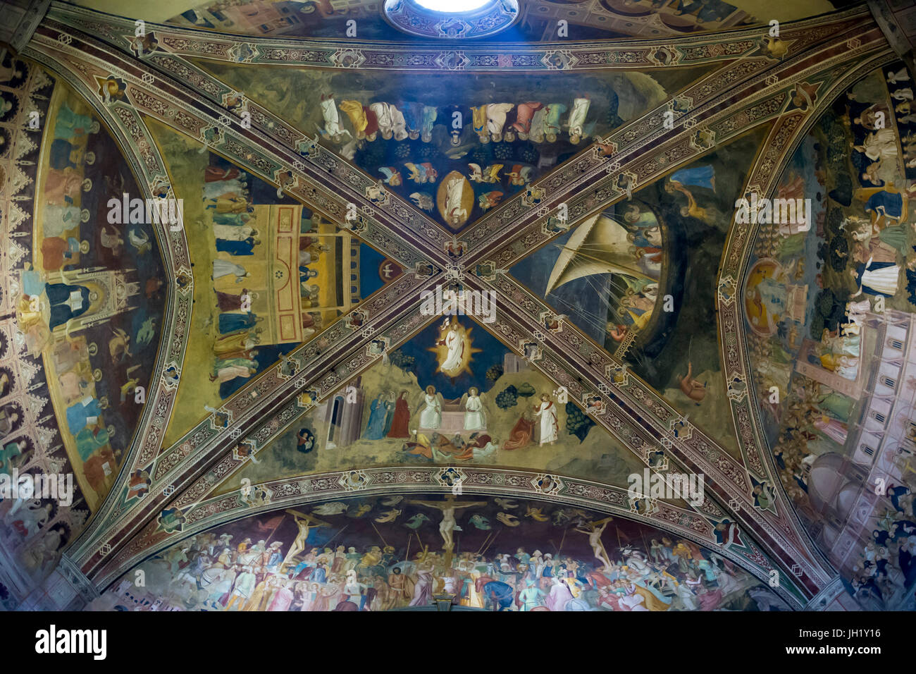 Frescoes by Andrea di Bonaiuto, 1365-1367, Apsidal Chapel, or Spanish Chapel, Santa Maria Novella, Florence, Tuscany, Italy, Europe Stock Photo