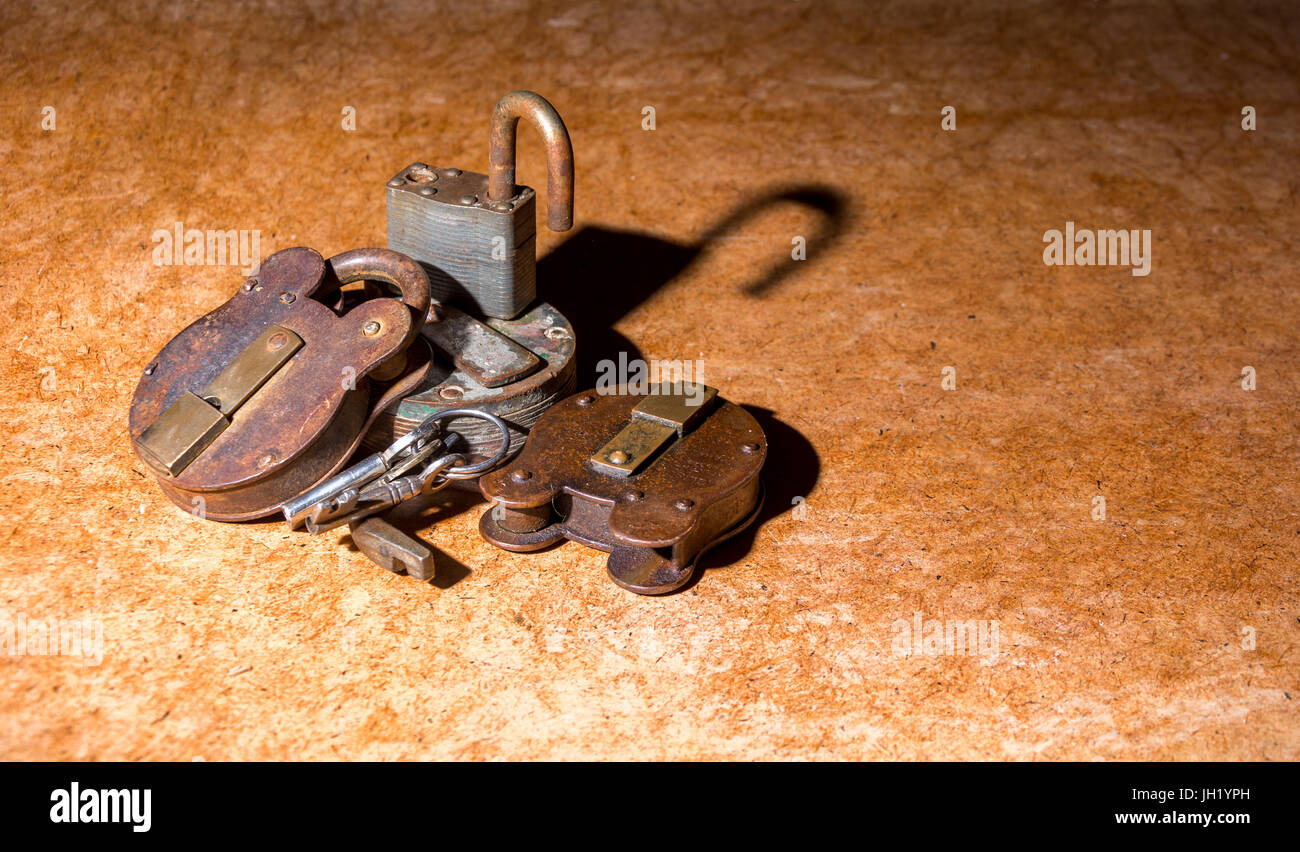 Old rust padlocks and keys Stock Photo Alamy