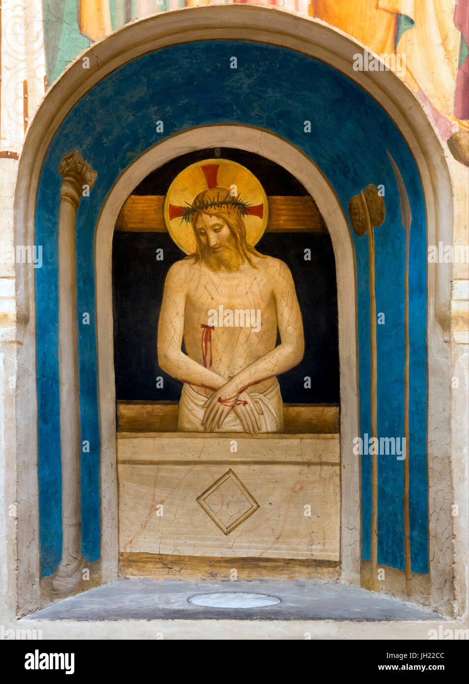 Man of Sorrows, by Fra Beato Angelico, Cell 39, 1441-42, Convent of San Marco, Florence, Tuscany, Italy, Europe Stock Photo